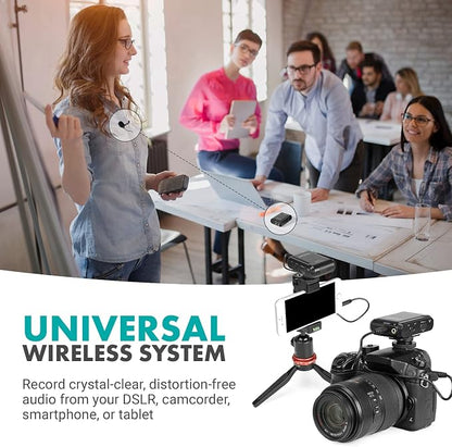 Movo WMX-1 2.4GHz Wireless Lavalier Microphone System Compatible with DSLR Cameras, Camcorders, iPhone, Android Smartphones, and Tablets (200' ft Audio Range)