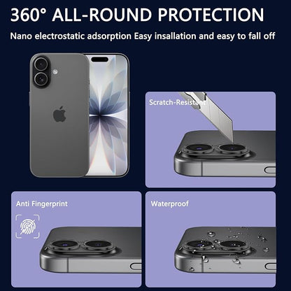 2 Pack Camera Lens Protector for iPhone 17,Metal AR Tempered Glass Rear Camera Screen Cover,Anti-Scratch,Strong Adsorption,Case Friendly, Easy to Install-Light Green