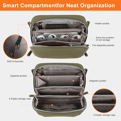 Besnfoto Electronic Organizer Travel Accessory Tech Pouch Waterproof Carrying Case for Accessories Charger, Adapter, Cables, Power Bank with Removalbe Shoulder Strap