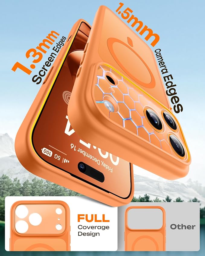 TOCOL for iPhone 17 Pro Max Case, Compatible with Magsafe Charger, Full Camera Protection, Translucent Matte for iPhone 17 Pro Max Phone Case 6.9 inch (Orange)