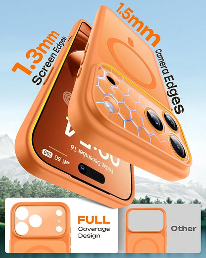 TOCOL for iPhone 17 Pro Case, Compatible with Magsafe Charger, Full Camera Protection, Translucent Matte Phone Case for 17 Pro 6.3 inch (Orange)