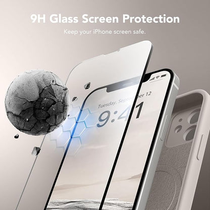Magnetic for iPhone 12 Case, Compatible with MagSafe, [Full Camera Protection][Screen Protectors] Silicone Shockproof Protective Phone Case for iPhone 12 6.1", Stone