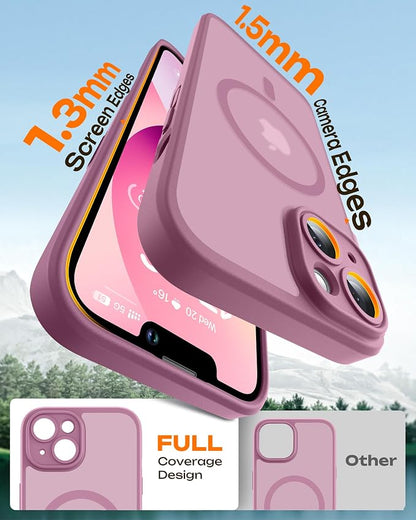 TOCOL for Phone 13 Case, Compatible with Magsafe Charger, Full Camera Protection, Drop Protection, Translucent Matte Phone Case for iPhone 13 6.1 inch (Lilac Purple)