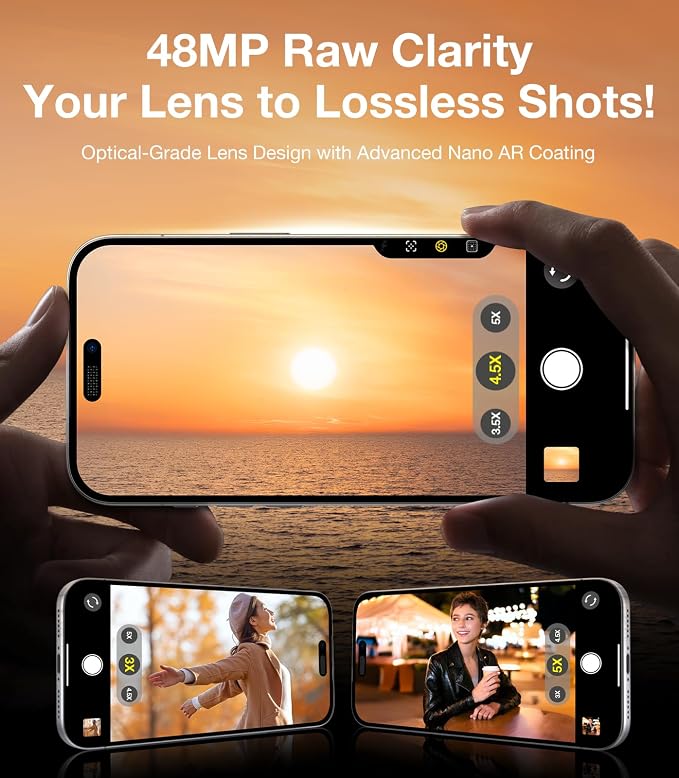 UltraGlass UNBREAK 9H+ Glass for iPhone 17 Pro Max/17 Pro Camera Protector [NO.1 Military Grade Shatterproof] iPhone 17 Pro Max Camera Lens Protector, 17 Pro Lens Cover, Case Friendly, Grey White