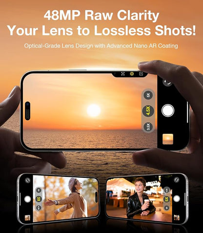 UltraGlass UNBREAK 9H+ Glass for iPhone 17 Pro Max/17 Pro Camera Protector [NO.1 Military Grade Shatterproof] iPhone 17 Pro Max Camera Lens Protector, 17 Pro Lens Cover, Case Friendly, Grey White