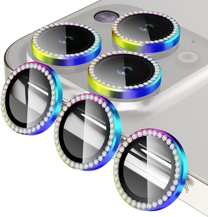 Jeluse Camera Lens Protector for iPhone 17 Pro Max/17 Pro/16 Pro Max/16 Pro/15 Pro Max/15 Pro/14 Pro Max/14 Pro, 9H Tempered Glass Screen Protector Cover Alignment Kit Metal Individual Ring