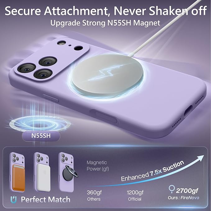 FireNova Magnetic for iPhone 17 Pro Max Case, Compatible with MagSafe, [Integrated Silicone Camera Control Button] [Camera Protection] Anti-Scratch Microfiber Lining Phone Case, 6.9", Clove Purple