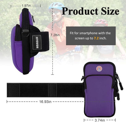 Phone Holder for Running Armband,2 Pack Cell Phone Crossbody Bags for Women Kids,iPhone 17 16 16e 15 14 13 12 11 Pro Max Xs X Plus Mini Galaxy Ultra S26 Note Key Pouch Workout Sports Arm Band