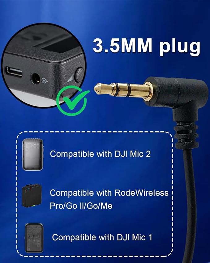 Lavalier Lapel Microphone Omidirectional Condenser Microphone for DJI Mic 2,Mic for Rode Wireless GO 2 / II Transmitters(Standard 3.5mm TRS Plug for DJI and for Rode)
