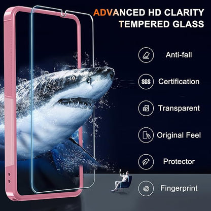 for Samsung Galaxy S26 Ultra Case with Screen Protector+Camera Lens Cover,Military Grade Heavy Duty Shockproof Phone Cover with Wrist Lanyard Strap for Samsung S26Ultra,Cute Pink