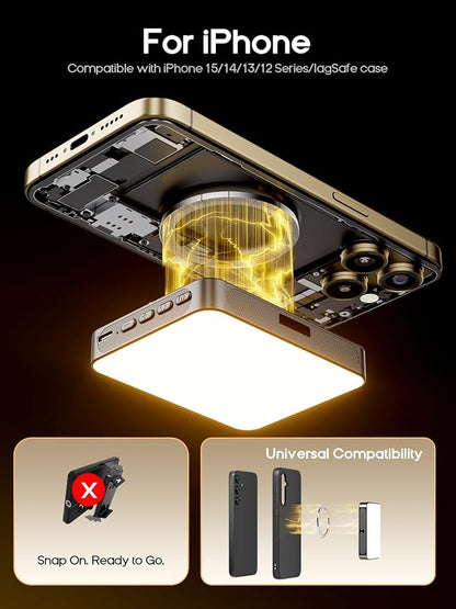 Magnetic Selfie Ring Light with Clip – 128 LED Rechargeable Phone Light for iPhone/Android/Camera/iPad/Laptop – Adjustable Brightness for Video Calls, Makeup, TikTok, YouTube, Live Streaming