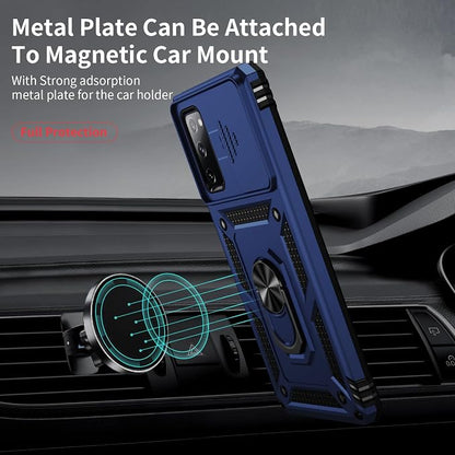 Weycolor for Samsung Galaxy S20 FE 5G Case with Camera Lens Cover, HD Screen Protector, 10 FT Military Grade Drop Protection, Magnetic Ring Holder Kickstand Protective Phone Case, Navy Blue