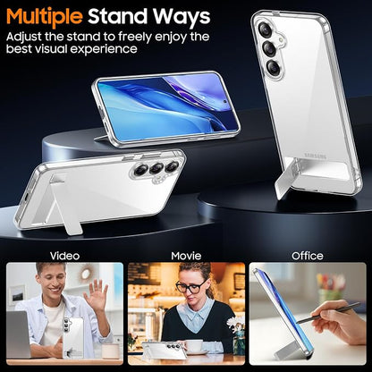 Temdan Designed for Samsung Galaxy S25 Plus Case, Built in Hidden Kickstand Military Grade Drop Protection Never Yellowing Slim Thin Phone Case for Galaxy S25 Plus Case 6.7"- Crystal Clear