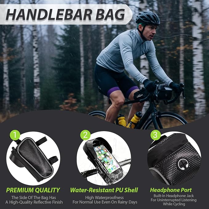 6 Pcs Bike Accessories Set, Mountain Biking Accessories for Men Women, Cycling Bag, Bicycle Lock, Gloves & Waterproof Tail Light, Universal Mountain Road Bicycle Outdoor Safety Riding Gear Kit