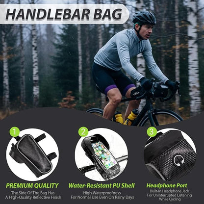 6 Pcs Bike Accessories Set, Mountain Biking Accessories for Men Women, Cycling Bag, Bicycle Lock, Gloves & Waterproof Tail Light, Universal Mountain Road Bicycle Outdoor Safety Riding Gear Kit