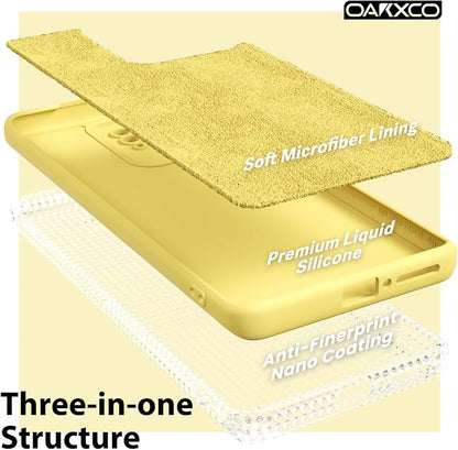 oakxco for Motorola Moto Edge 2023 Phone Case Liquid Silicone, Thin Slim Soft Rubber Gel TPU Plain Protective Simple Cover for Women Girl Cute, Matte Solid Color Aesthetic, Yellow