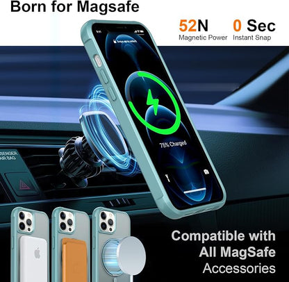 360° Magnetic Swivel Ring for iPhone 12 pro max case, Built-in Metal Stand and Ring Holder, Magsafe Compatible, Military Grade Protection, Shock and Vibration Resistant-Lake Blue