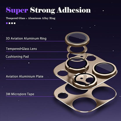 Camera Lens Protector for iPhone 16 Pro/iPhone 16 Pro Max Camera Lens Protector [Strong Adsorption] [Not Easy to Break] Metal Tempered Glass Rear Camera Screen Cover - Titanium Brown