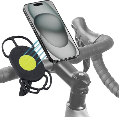 BONE Bike Tie 4 Magnetic, Magnetic Bike Phone Mount, Scratch-Free Silicone Holder with Shock-Absorbing Design, Cycling Phone Holder Compatible with Most Smartphones (with Magnet Sticker)