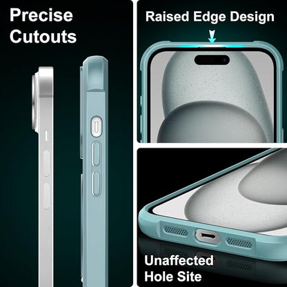 360° Magnetic Swivel Ring for iPhone 15 case, Built-in Metal Stand and Ring Holder, Magsafe Compatible, Military Grade Protection, Shock and Vibration Resistant-Lake Blue