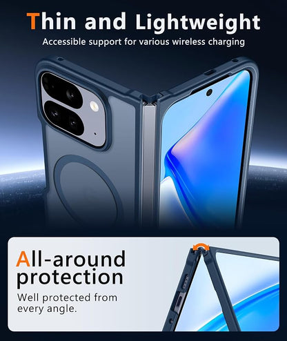 FNTCASE for Google Pixel 10-Pro-Fold Magnetic Case: Translucent Matte Textured Military Grade Drop Protection Cell Phone Cover - Slim Rugged Durable Shockproof Protective Bumper Cases