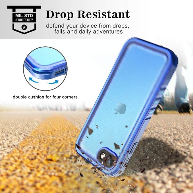 SPORTLINK Waterproof Case for iPhone SE 3rd 2022/iPhone SE 2nd 2020/iPhone 7/8 - Full Body Shockproof Dustproof Phone Screen Protector Rugged Waterproof Case for iPhone SE3/SE2/7/8 (Blue)