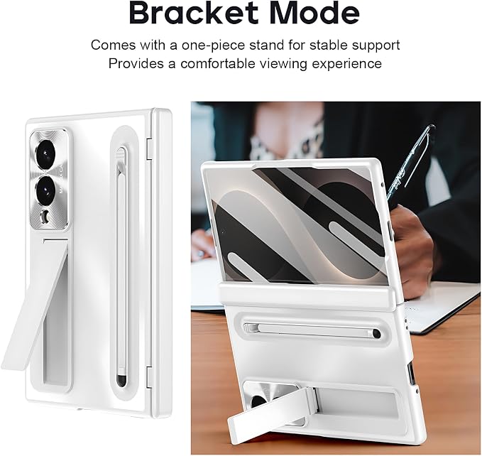 Case for Samsung Galaxy Z Fold 8 Wide, with Kickstand (White) | Stulys, Screen Protector, Shockproof, Slim, Anti-fingerprint, Scratch-Resistant, Lens protection, Hands-free viewing
