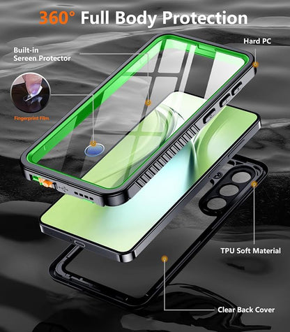 Temdan Designed for Samsung Galaxy S26 Case Waterproof, Built-in Lens & Screen Protector Military Shockproof Dropproof IP68 Underwater Full Body Phone Case for Galaxy S26 5G 6.3"-Green (2026)