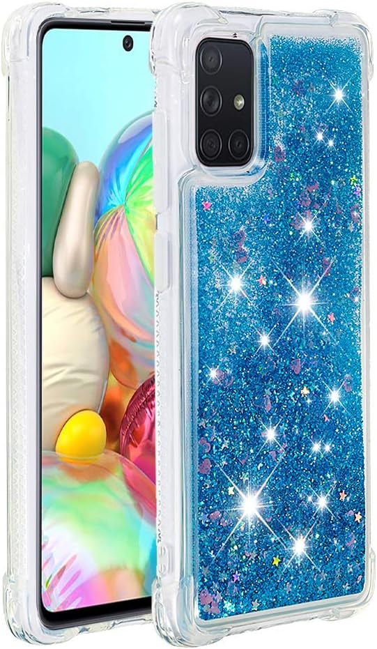 Liquid Case Silicone für Galaxy A71 Blue, Ultra Slim Silicone Liquid Floating Bumper Case Transparent Protective Cover Yellowing-Resistant Gel Back Case Scratch Compatible with Samsung Galaxy A71
