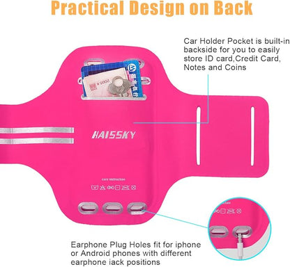 Running Sports Arm Band Strap Holder Pouch Case for Running Camping Cycling Workout Fits iPhone 6/7/8Plus Android Samsung Galaxy up to 5.5in (Pink)