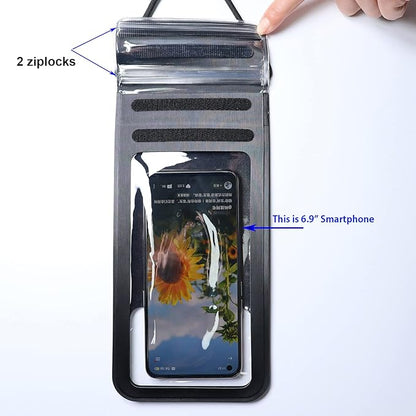 Waterproof Phone Pouch,IPX8 Waterproof Phone Case Bag Holder for iPhone 14 Pro Max/14 Plus/13/13 Pro Max/12/12 Pro Max/11/11 Pro Max/Xs Max/XR Samsung up to 6.9" for Kayaking Swimming(Black)