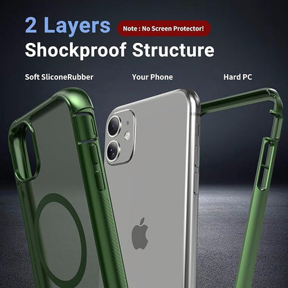 jaroco Magnetic for iPhone 11 Case, [Compatible with MagSafe][Military Grade Drop Protection][Heavy Duty Protection][Non-Slip][Shockproof] 2-Layer Durable Bumper Phone Case 6.1''-Army Green