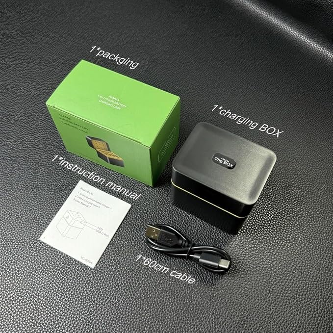 AA/AAA Battery Charging Case with USB-C Input for 1.5V Lithium Batteries, 8-Slot Fast Charger and Storage Organizer Compatible with 5/7-Size Cells