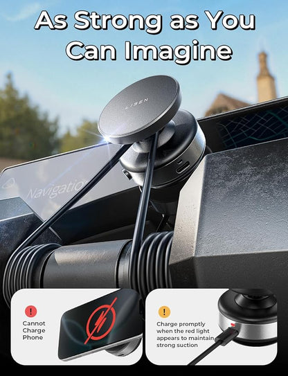 LISEN Suction Phone Mount, Content Creator Vlogging Portable Super Stable Electric Vacuum Magnetic Phone Holder, 360 Adjustable Travel Multi-Scene TikTok for iPhone 17 Pro Max Air 16e 16 15 Kits