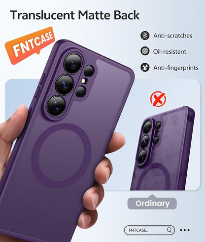 FNTCASE for Samsung Galaxy S26-Ultra Case: [Fit for Magsafe] [Full Camera Protection] Translucent Matte Cases with [Screen Protector] Military Grade Shockproof Protective Phone Cover - Purple