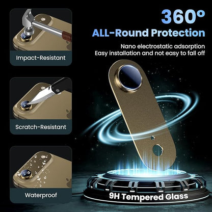 Uyiton Compatible with iPhone Air Camera Lens Protector - [Not Easy to Break][Strong Adsorption][Case-Friendly] Metal Tempered Glass Rear Camera Screen Cover - Brown
