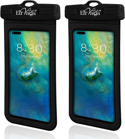 2 Pack IPX8 Waterproof Phone Pouch for iPhone 16/15/14/13 Pro Max Plus (7.2 Inch) - Swimming, Diving, Snorkeling, Snowproof - Touchscreen Friendly Underwater Photography Dry Bag (Black&Black)