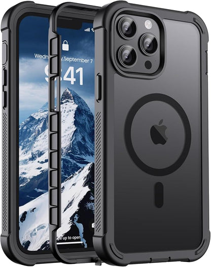 jaroco Magnetic for iPhone 13 Pro Case, [Compatible with MagSafe][Military Grade Drop Protection][Heavy Duty Protection][Non-Slip][Shockproof] 2-Layer Durable Bumper Phone Case 6.1''-Black