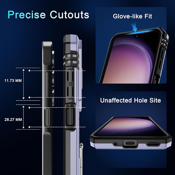 DEERLAMN Case for Samsung Galaxy A16 5G with Slide Camera Cover+Screen Protector (1 Pack), Rotated Ring Kickstand Military Grade Shockproof Protective Cover-Light Purple