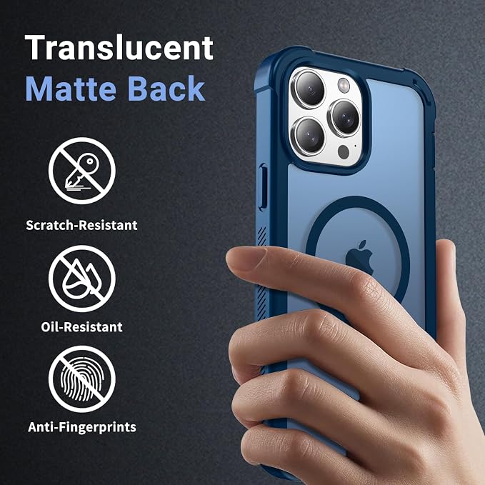 jaroco Magnetic for iPhone 13 Pro Case, [Compatible with MagSafe][Military Grade Drop Protection][Heavy Duty Protection][Non-Slip][Shockproof] 2-Layer Durable Bumper Phone Case 6.1''-Deep Blue