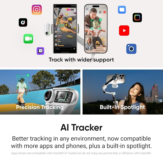 Insta360 Flow 2 Pro Phone Gimbal Stabilizer for iPhone & Android, AI Phone Gimbal, Phone Stabilizer for Travel & Vlogs, Phone Stabilizer for Videos, YouTube, TikTok - Ultimate Creator Bundle Grey