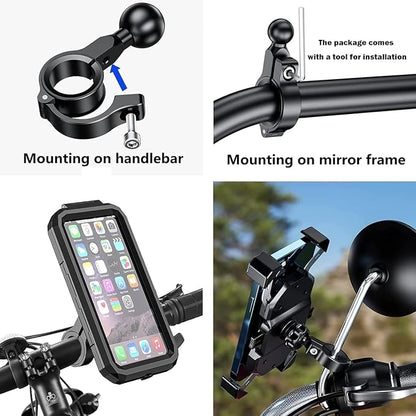 Bike Handlebar Mount, Aluminum Alloy Clamp Mounts Base Ball Adapter with 0.67"(17mm) TPU Ball for Round Rails, Compatible with RAM Mounts Ball Socket Arm