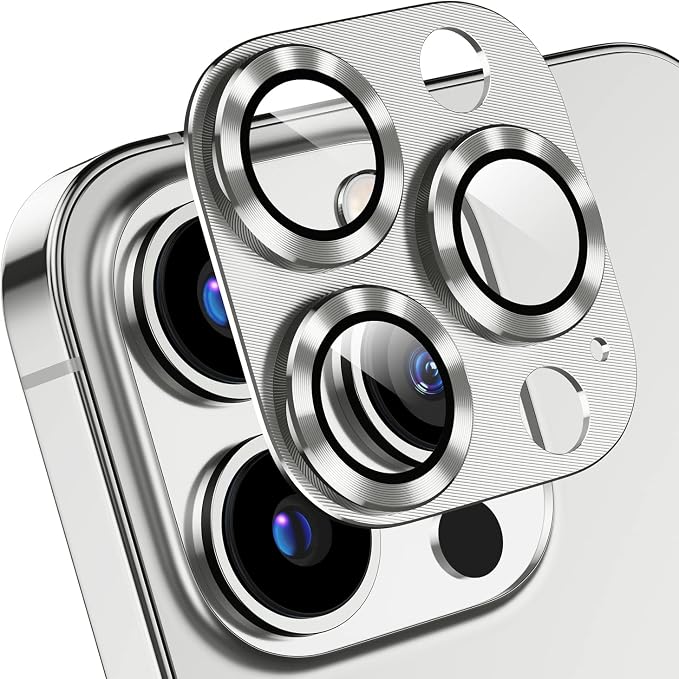 AFARER [2 Pack] Lens Cover for iPhone 13 Pro/13 Pro Max, Ultra-tough HD Camera Protectors, Anti-Scratch, 9H Hardness Ultra-thin Tempered Glass, Case Friendly for iPhone 13 Pro/13 Pro Max [Does not Affect Night Shots] (Silver)