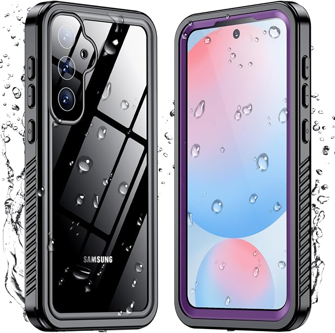 Temdan for Samsung Galaxy S24 FE Case Waterproof, [Military-Grade Drop Protection] [IP68 Underwater] Full Body Heavy Duty Rugged Shock-Proof Case for S24 FE 6.7''-Purple