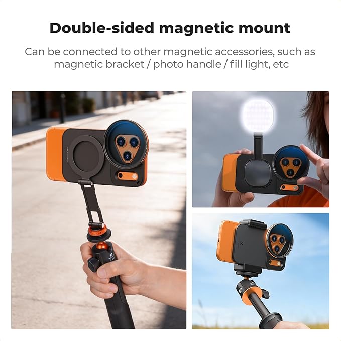 K&F CONCEPT Double-Sided Magnetic Lens Filter Mount Adapter with 58mm CPL Filter, Compatible with iPhone 17 Pro and 58mm Threaded Filters, CPL Filter Compatible with iPhone Camera Lens