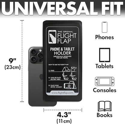 Flight Flap Airplane Phone Holder, Flexible Cell Phone Holder, Folding Cellphone Stand for Desk, Bed, Office, Treadmill - Airplane Gadgets for Long Travel Accessories - Plane Essentials (Black)