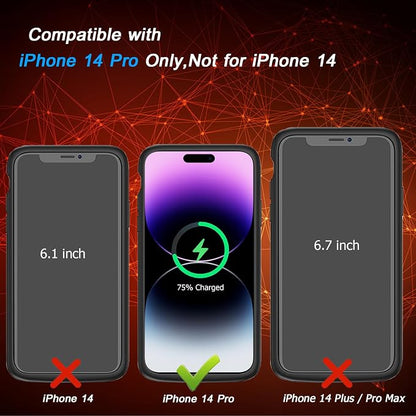 Wireless Charging Case for iPhone 14 Pro, 10000mAh High Capacity Portable Rechargeable Battery Case Wireless Charging Compatible with iPhone 14 Pro (6.1 inch) Extended Battery Charger Case (Black)