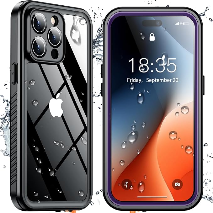 SPIDERCASE Only Designed for iPhone 14 Pro Max Case Waterproof [12FT Military Dropproof] [Built-in Screen Protector] [IP68 Underwater] Full Body Shockproof Protective Phone Case 6.7'' 2022, Purple