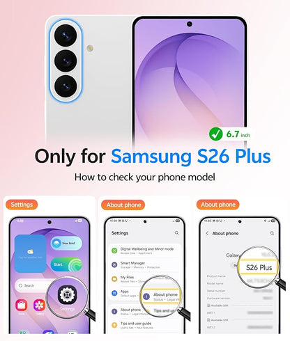FNTCASE for Samsung Galaxy S26+ Plus Case: [Fit for Magsafe] [Full Camera Protection + Screen Protector] Translucent Matte Military Grade - Shockproof Protective Phone Cover for S26 Plus - Purple