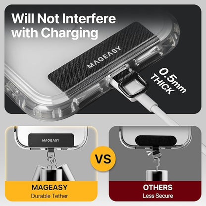 MAGEASY 2-In-1 Cell Phone Lanyard Crossbody - Universal Crossbody Phone Leash & Wrist Strap with Built-in Keychain, Phone Tether Tab | Anti Drop & Anti Theft for Daily & Travel (Concrete Grey)